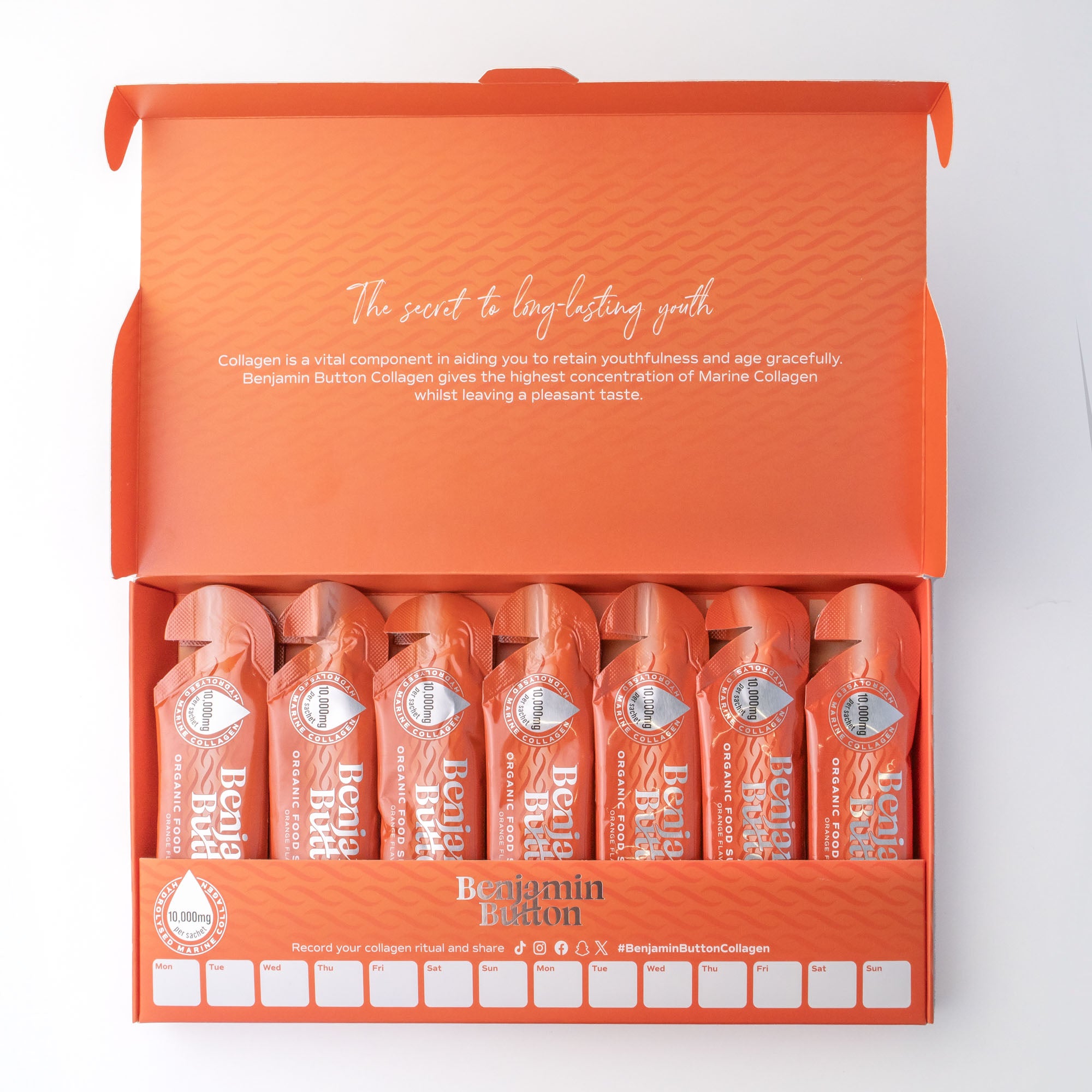 28x Oranje 12,000mg Marine Collageen Vloeibare Sachets