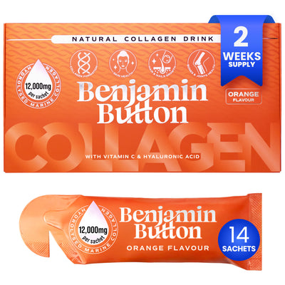 14x Oranje 12,000mg Marine Collageen Vloeibare Sachets
